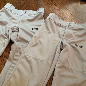 Two Under Armour Baseball Pants Youth Medium Gray